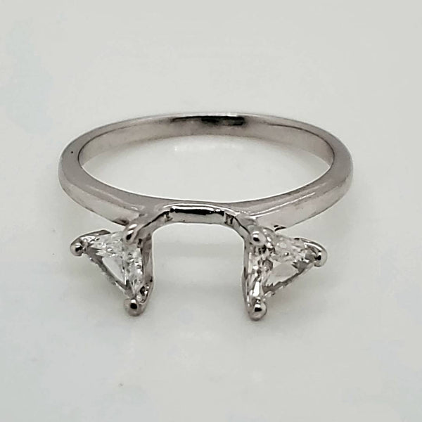 14kt White Gold Trillion Cut Diamond Guard Ring