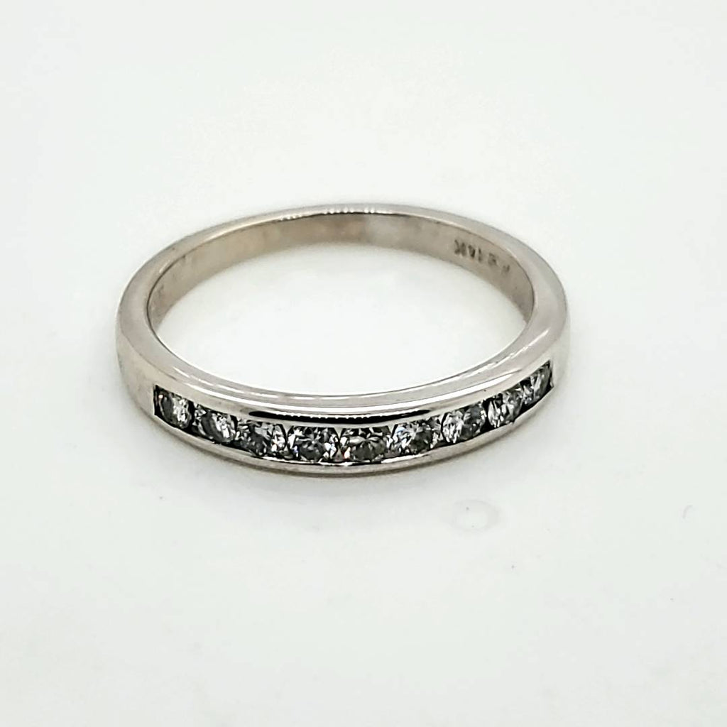 14Kt White Gold Channel Set Diamond Wedding Band