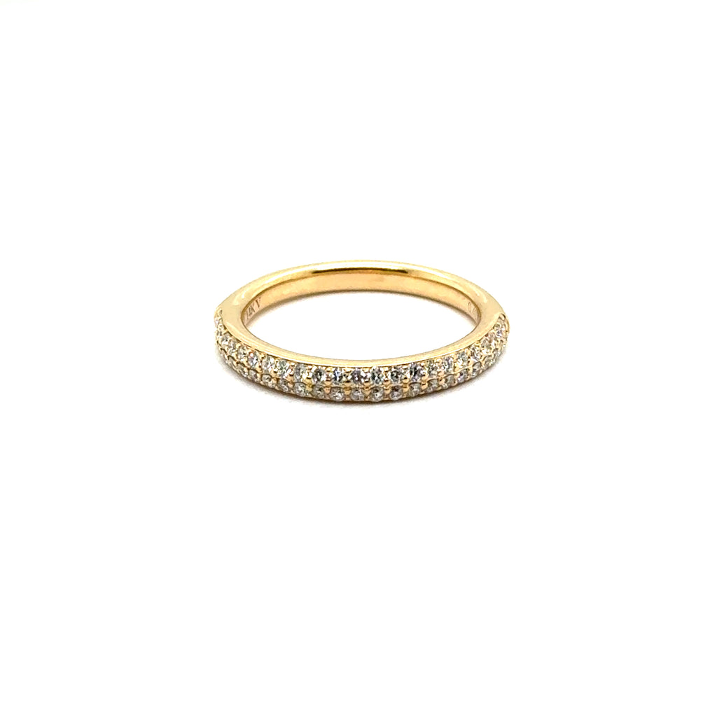 14kt Yellow Gold Pave Diamond Stackable Wedding Band Size 6.5