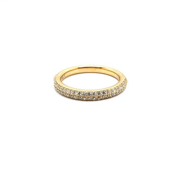 14kt Yellow Gold Pave Diamond Stackable Wedding Band Size 6.5