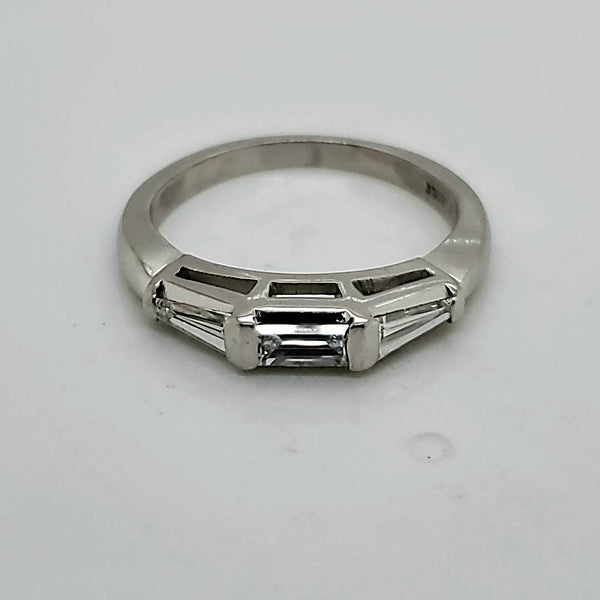 Platinum And Baguette Cut Diamond Wedding Band