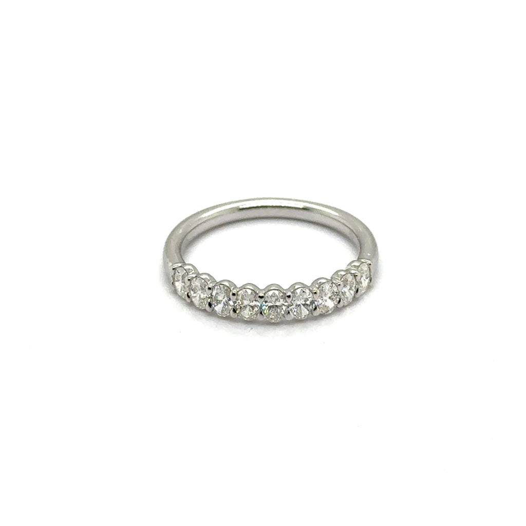 14kt White Gold 0.90Ctw Shared Prong Oval Diamond Stackable Wedding Band