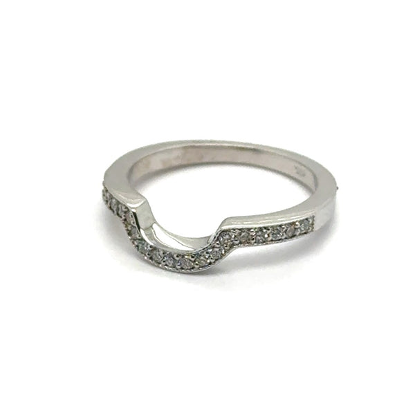 14kt White Gold Curved Diamond Stackable Wedding Band