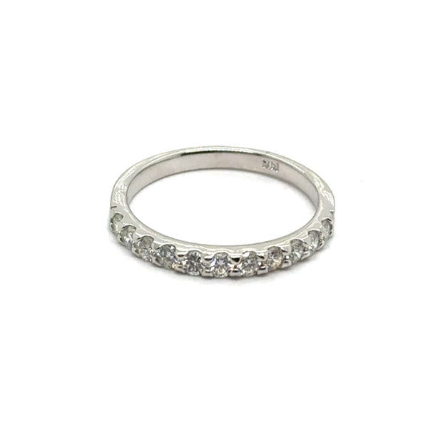 14kt White Gold And Diamond Stackable Wedding Band