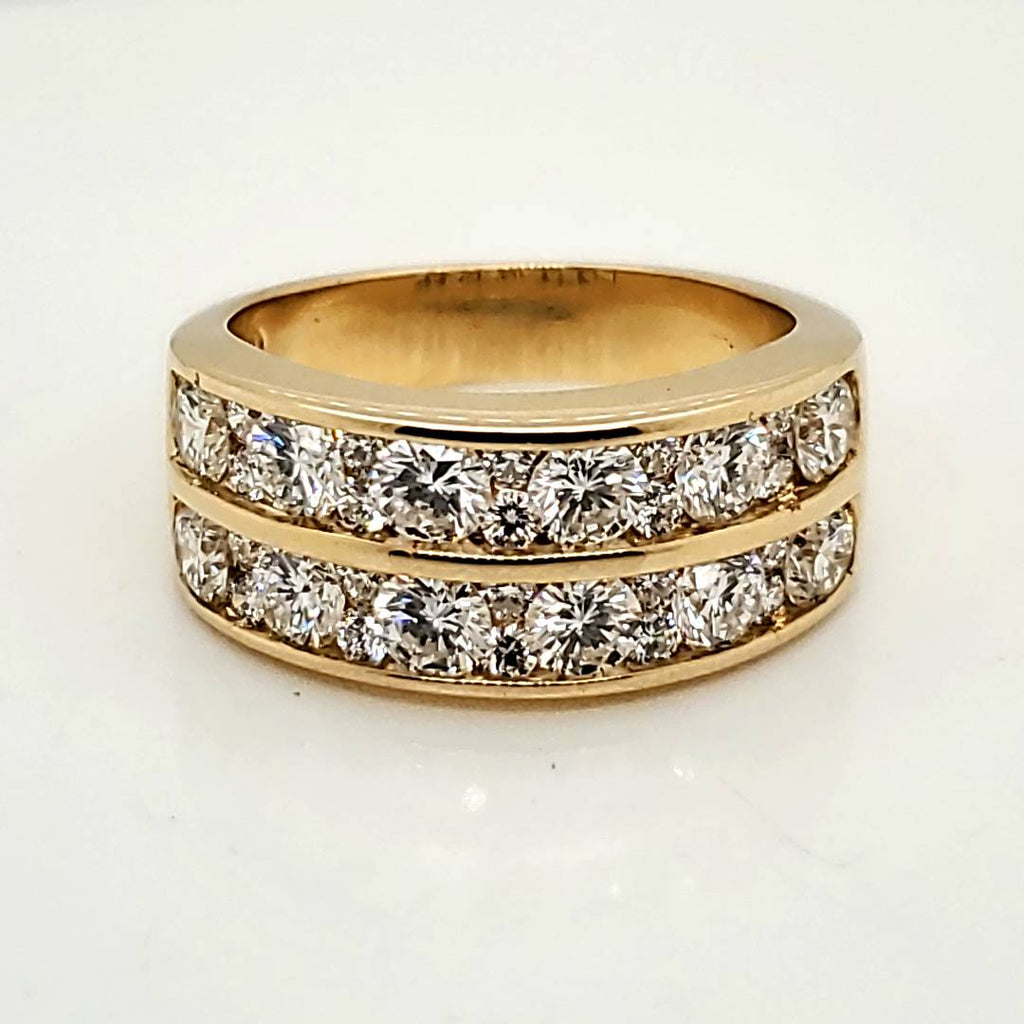 Quinteset 18kt Yellow Gold Two Row Diamond Wedding Band