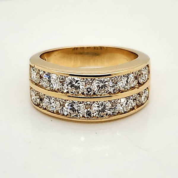 Quinteset 18kt Yellow Gold Two Row Diamond Wedding Band