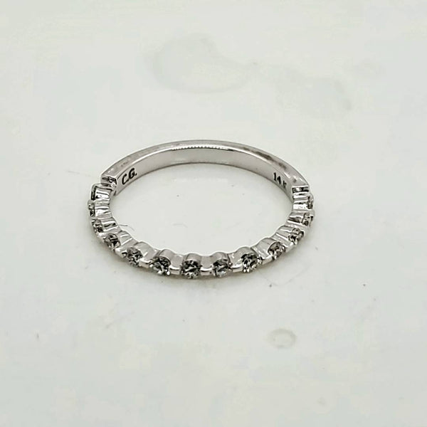 14kt White Gold and Diamond Wedding Band