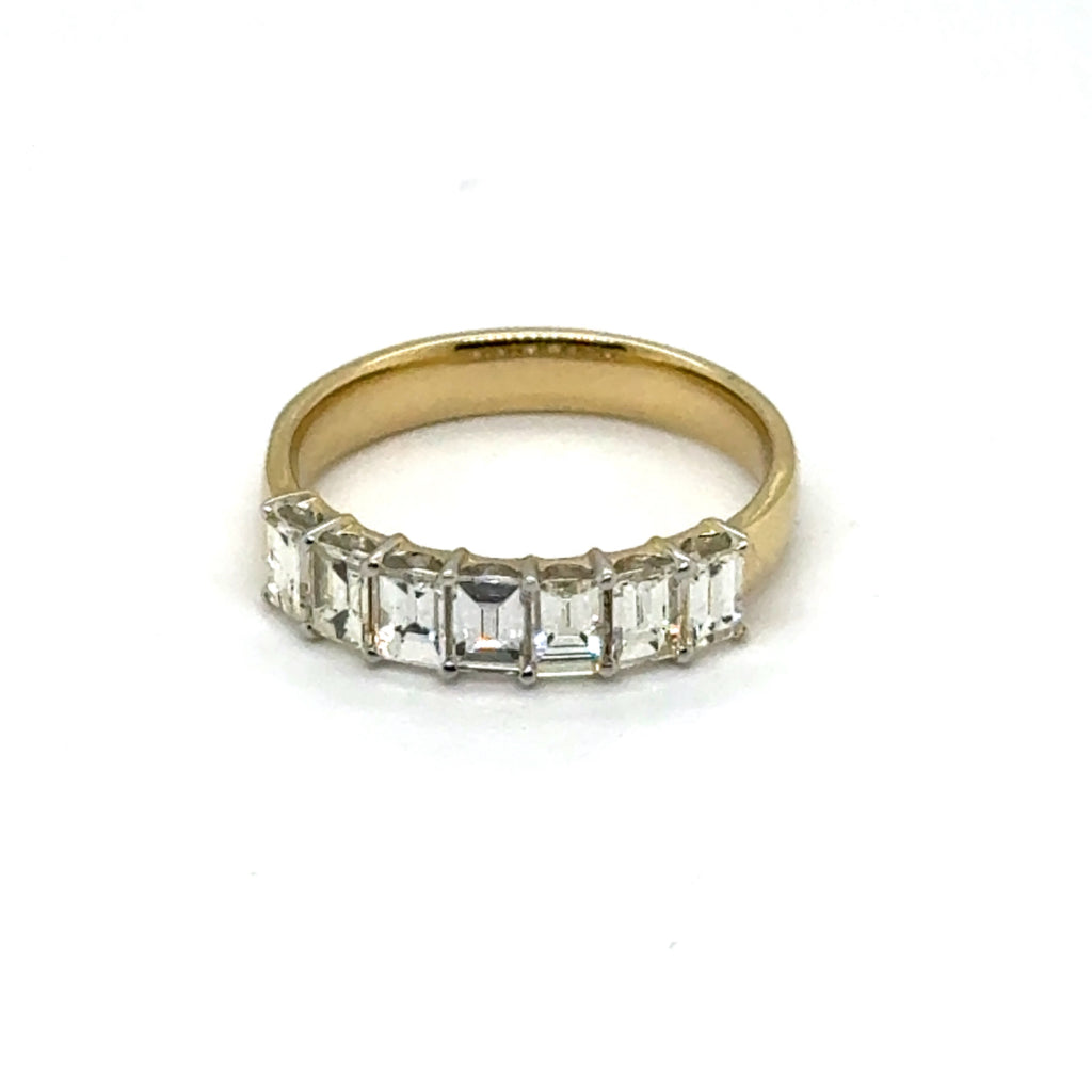 14kt Yellow gold Seven Baguette Diamond Wedding Band