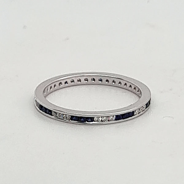 14kt White Gold Diamond and Sapphire Eternity Band