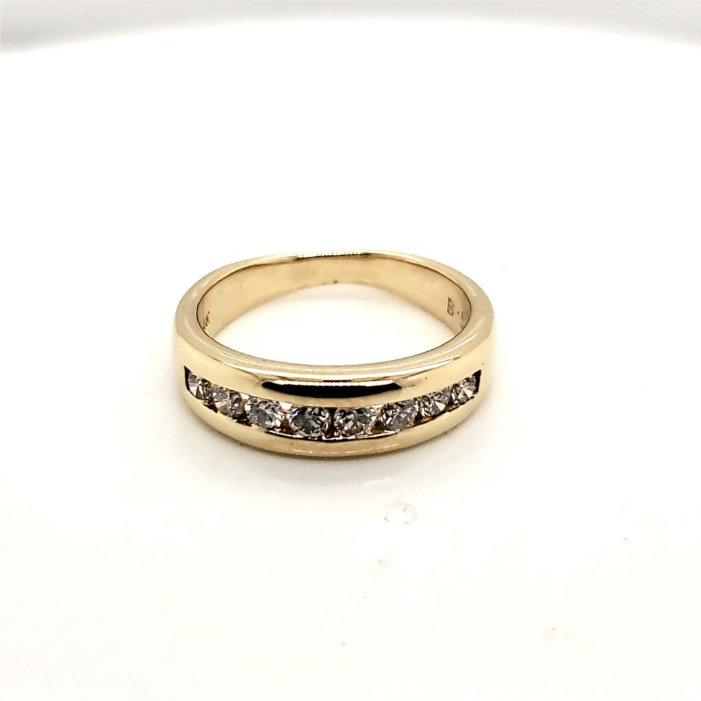 14kt Yellow Gold and Diamond Channel Set Wedding Band