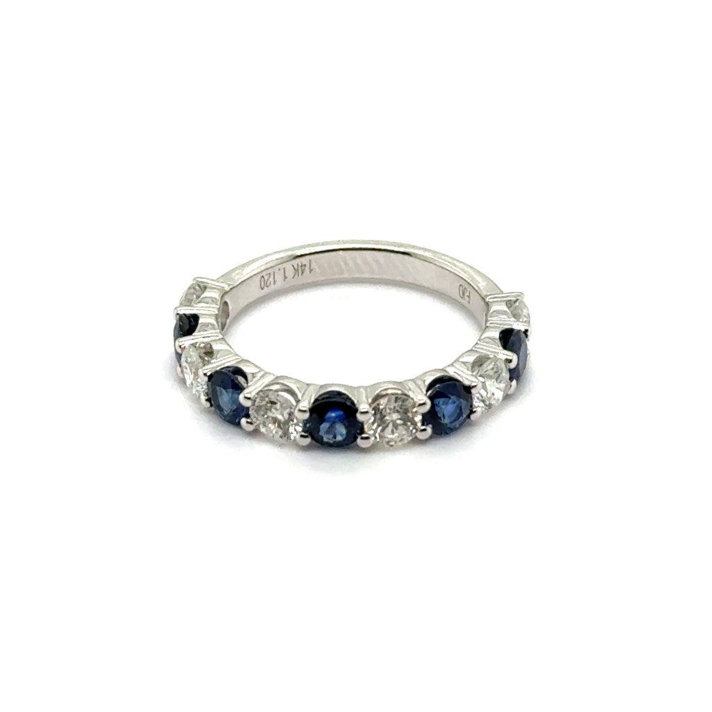 14kt White Gold 2.24Ctw Sapphire And Diamond Stackable Band