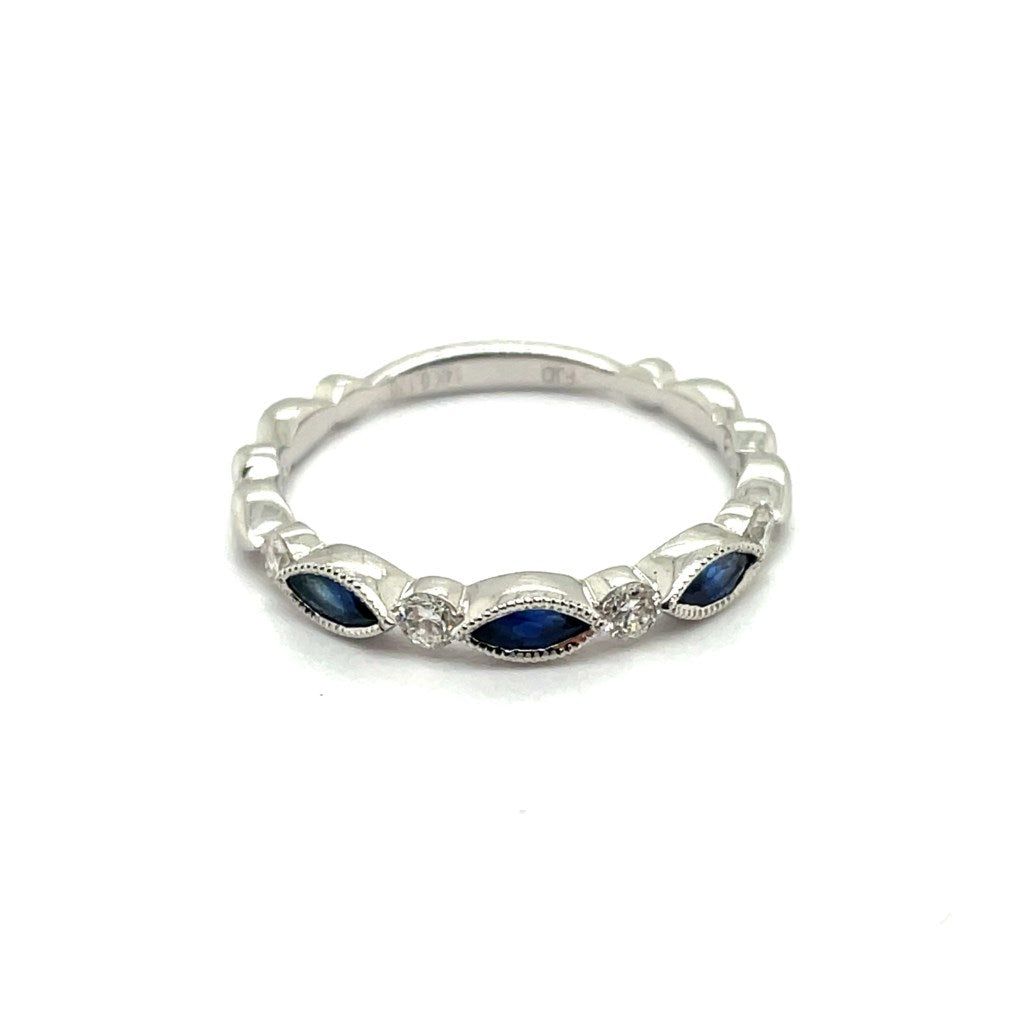 14kt White Gold 0.50Ctw Sapphire And Diamond Stackable Band