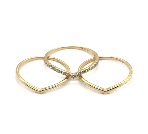 14kt Yellow Gold Three (3) Curved Stackable Wedding Bands