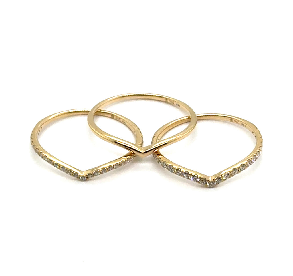 14kt Yellow Gold Three (3) Curved Stackable Wedding Bands