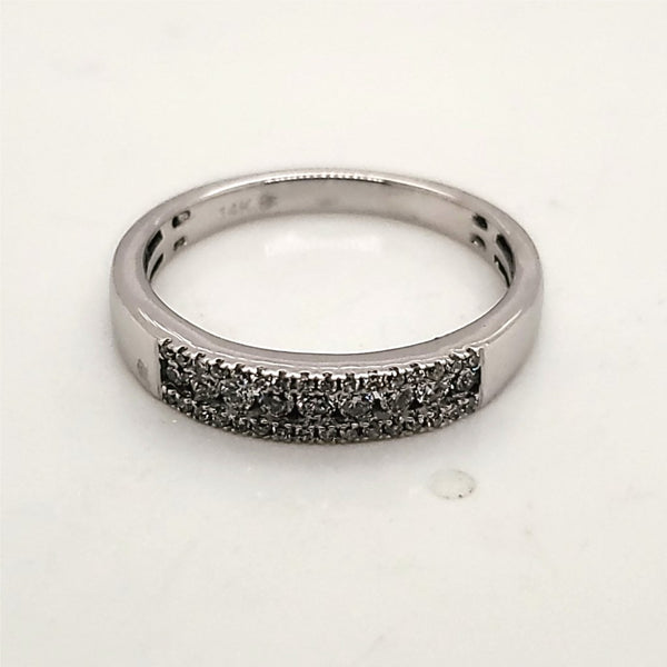 14Kt White Gold And Diamond Wedding Band