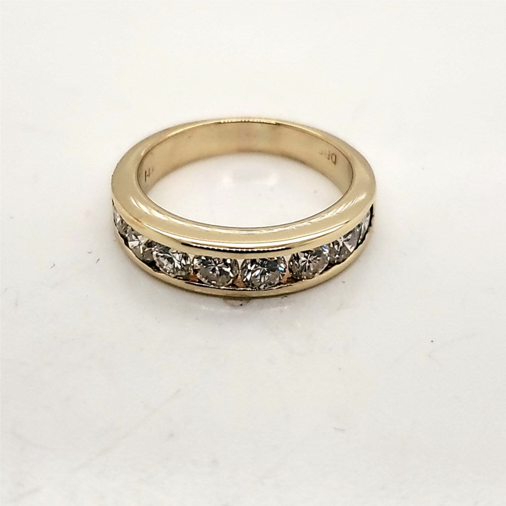 14kt Yellow Gold and Diamond Channel Set Wedding Band