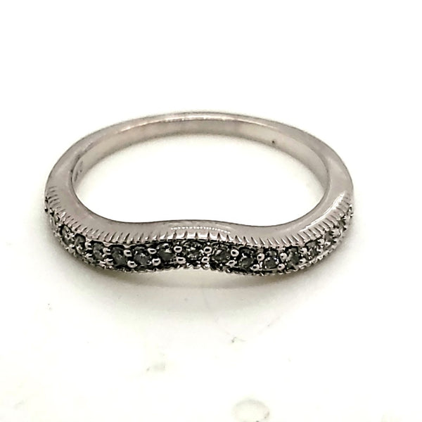 14kt White Gold and Diamond Curved Wedding Band