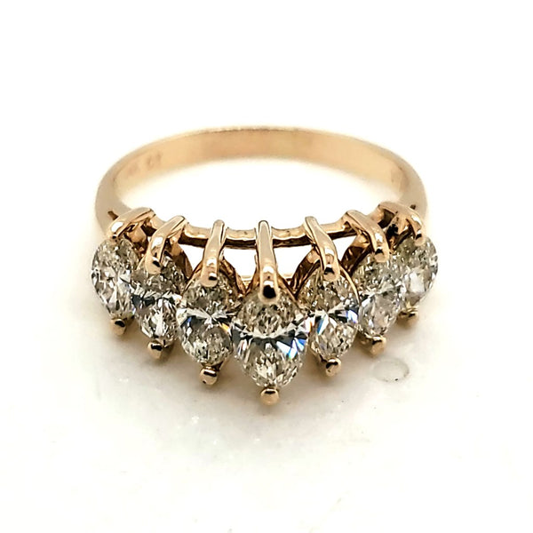 14Kt Gold And Marquise Diamond Wedding Band