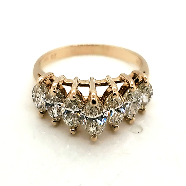 14Kt Gold And Marquise Diamond Wedding Band