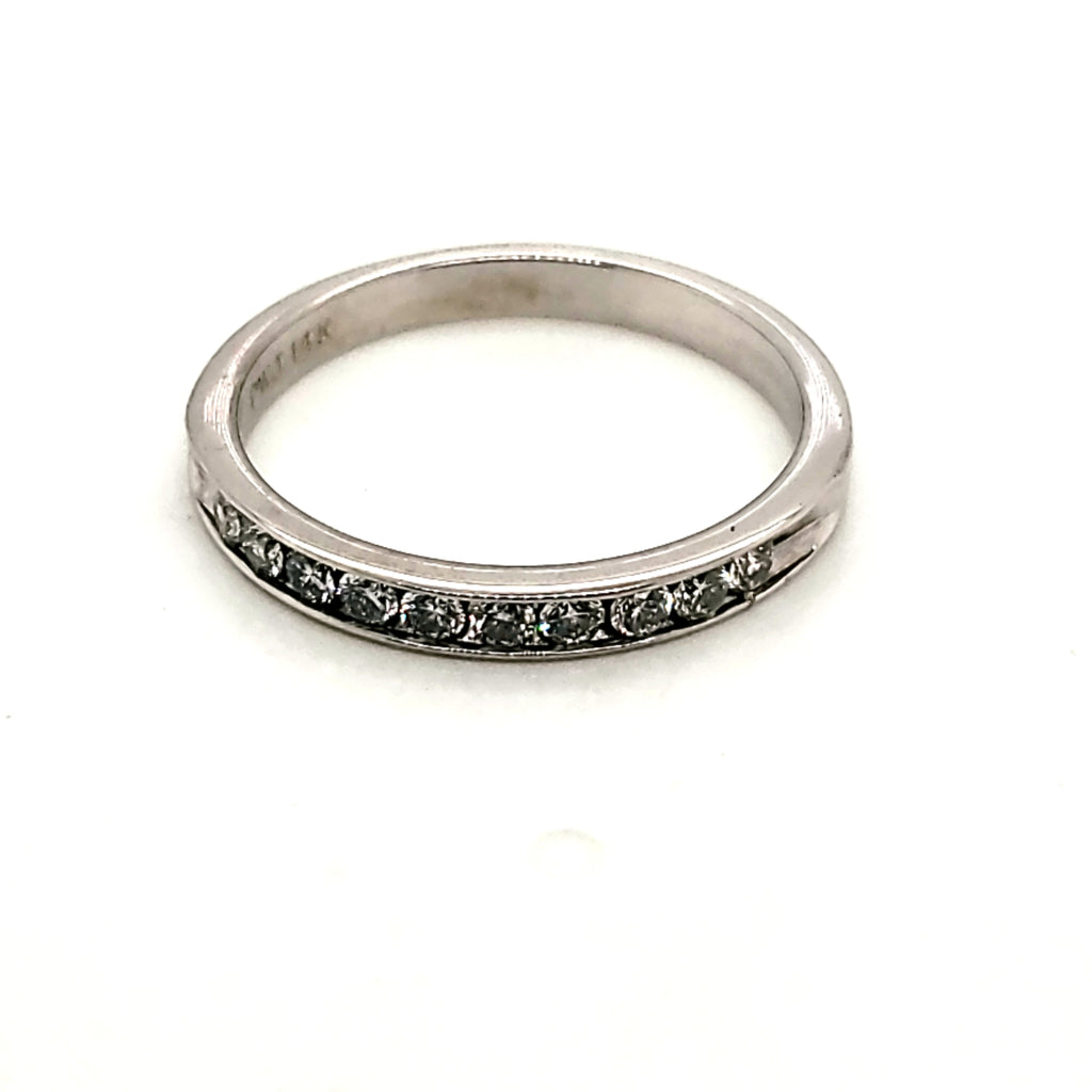 14kt White Gold and Diamond Wedding Band