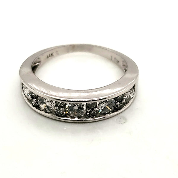 14kt White Gold and Diamond Wedding Band