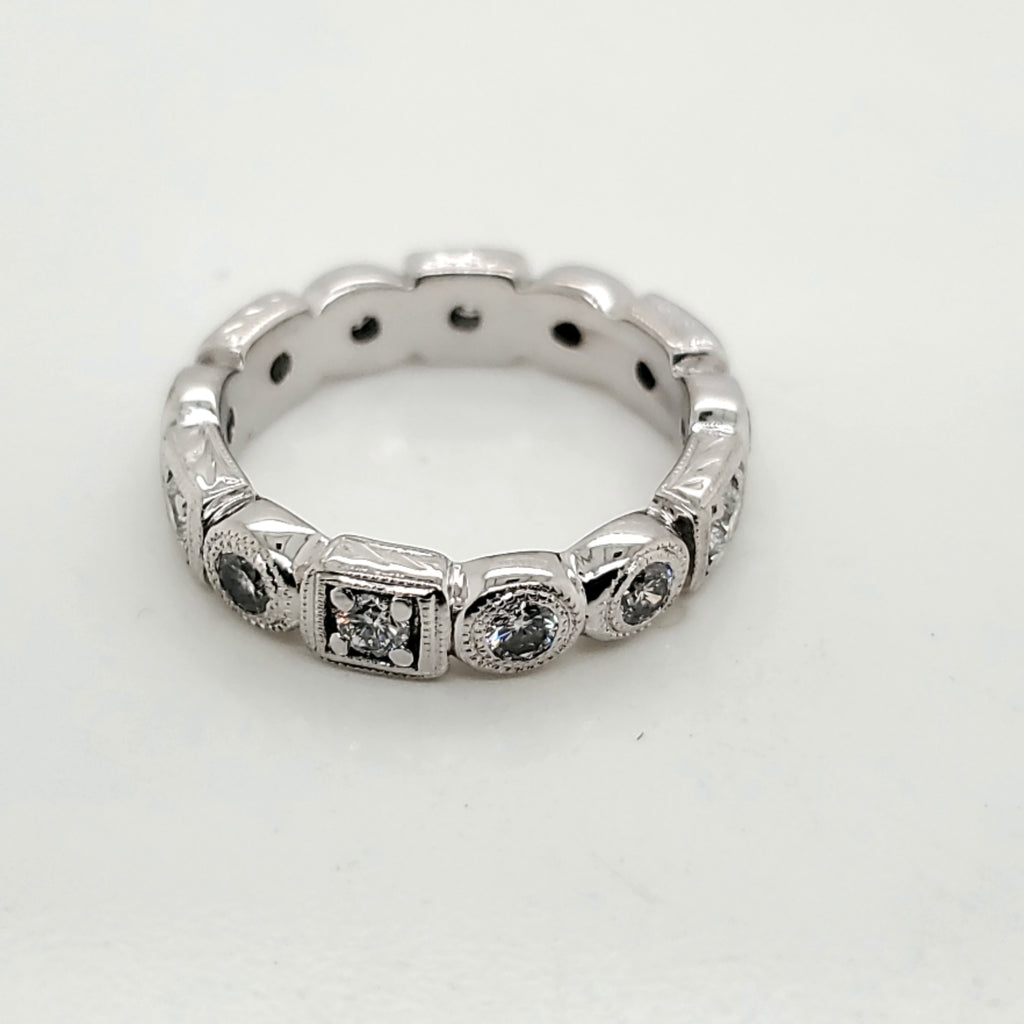 14kt White Gold and Diamond Eternity Wedding Band