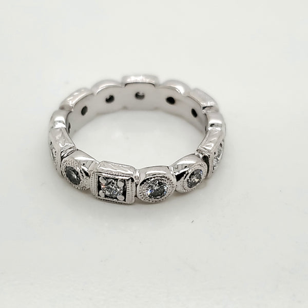 14kt White Gold and Diamond Eternity Wedding Band