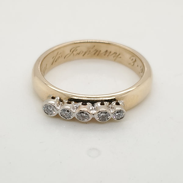Vintage 1956 14kt Yellow Gold Diamond Wedding Band