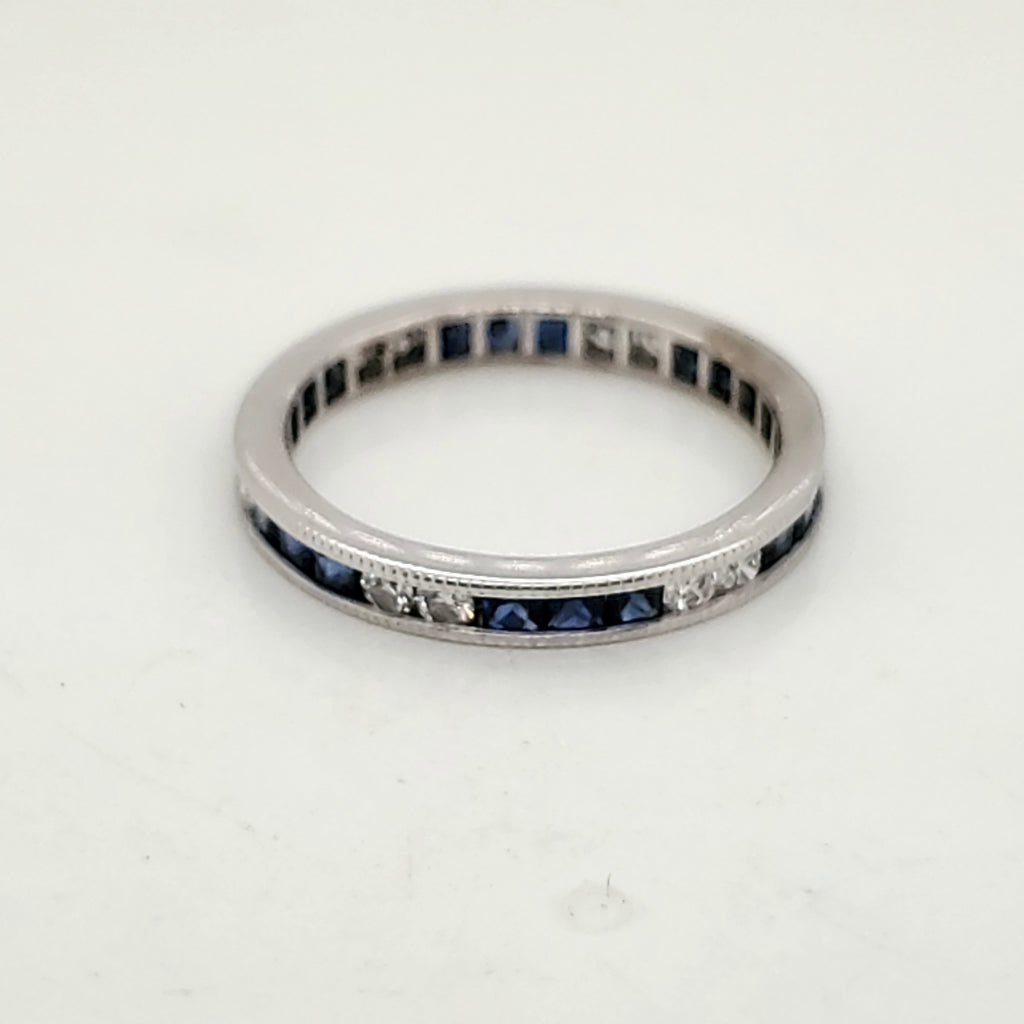 18kt White Gold Sapphire and Diamond Eternity Wedding Band