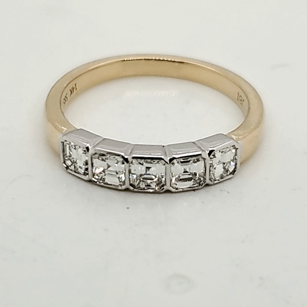 14Kt Yellow Gold Asher Cut Diamond Wedding Band