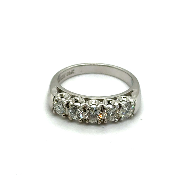 Vintage 14kt White Gold and Diamond Wedding Band