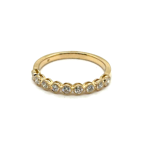 14kt Yellow Gold 0.38Ctw Diamond Stackable Milgrain Wedding Band