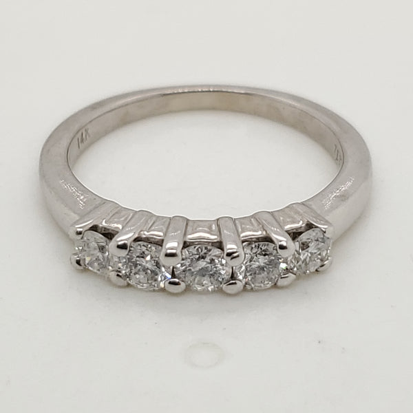14kt White Gold and Diamond Wedding Band