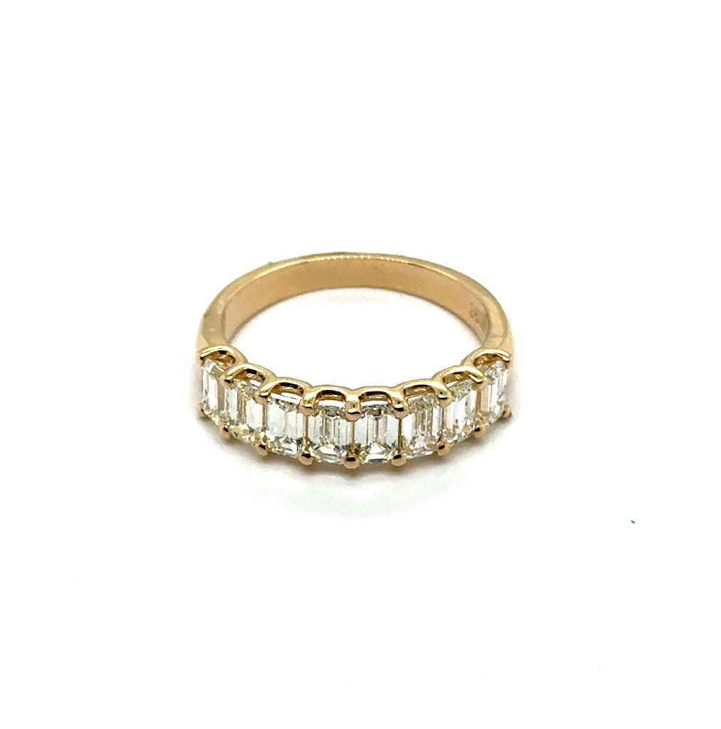 14kt Yellow Gold Emerald Cut Diamond Stackable Wedding Band