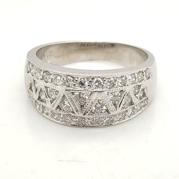 14Kt White Gold And Diamond Wide Band