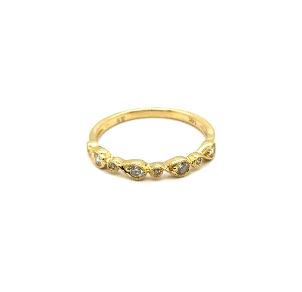 0.18 Ctw 14kt Yellow Gold Diamond Stackable Milgrain Wedding Band