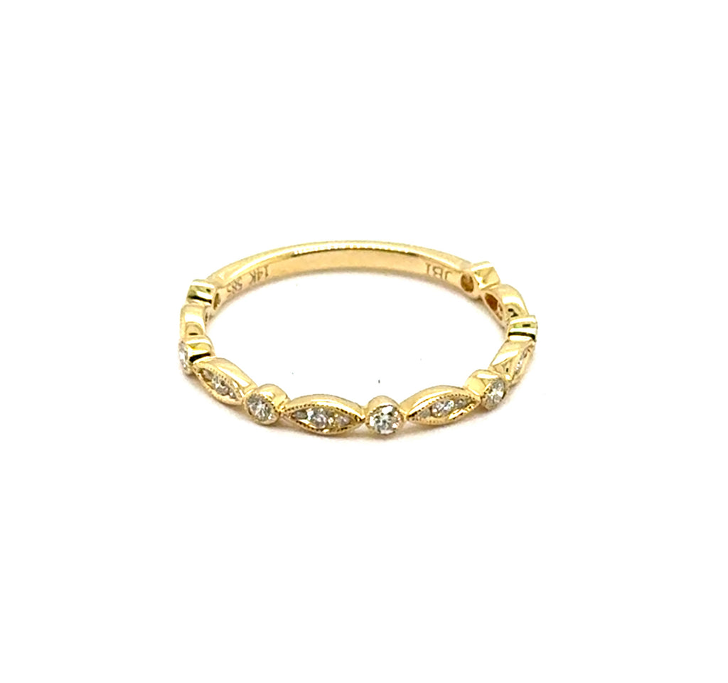 0.25 Ctw 14kt Yellow Gold Diamond Stackable Milgrain Wedding Band