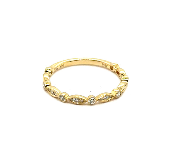 0.25 Ctw 14kt Yellow Gold Diamond Stackable Milgrain Wedding Band