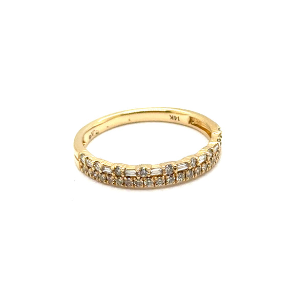 0.33 Ctw 14kt Yellow Gold Diamond Stackable Milgrain Wedding Band