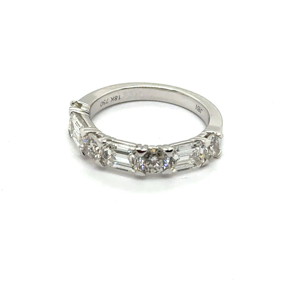 2.68 Ctw 18kt White Gold Baguette And Brilliant Round Cut Diamond Band