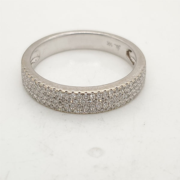14kt White Gold Pave Set Diamond Wedding Band