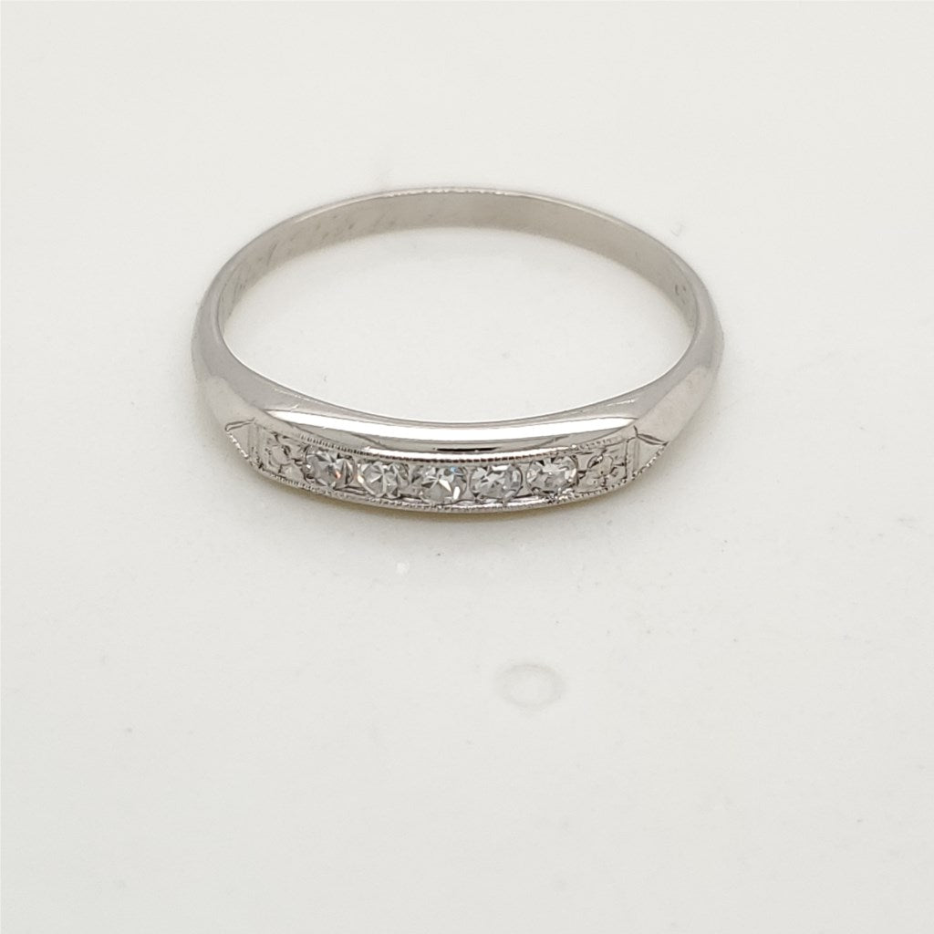 Vintage Platinum and Diamond Wedding Band