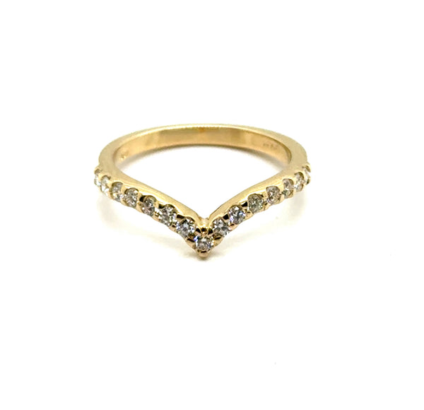 0.38 Ctw14kt Yellow Gold Curved Diamond Stackable Wedding Band