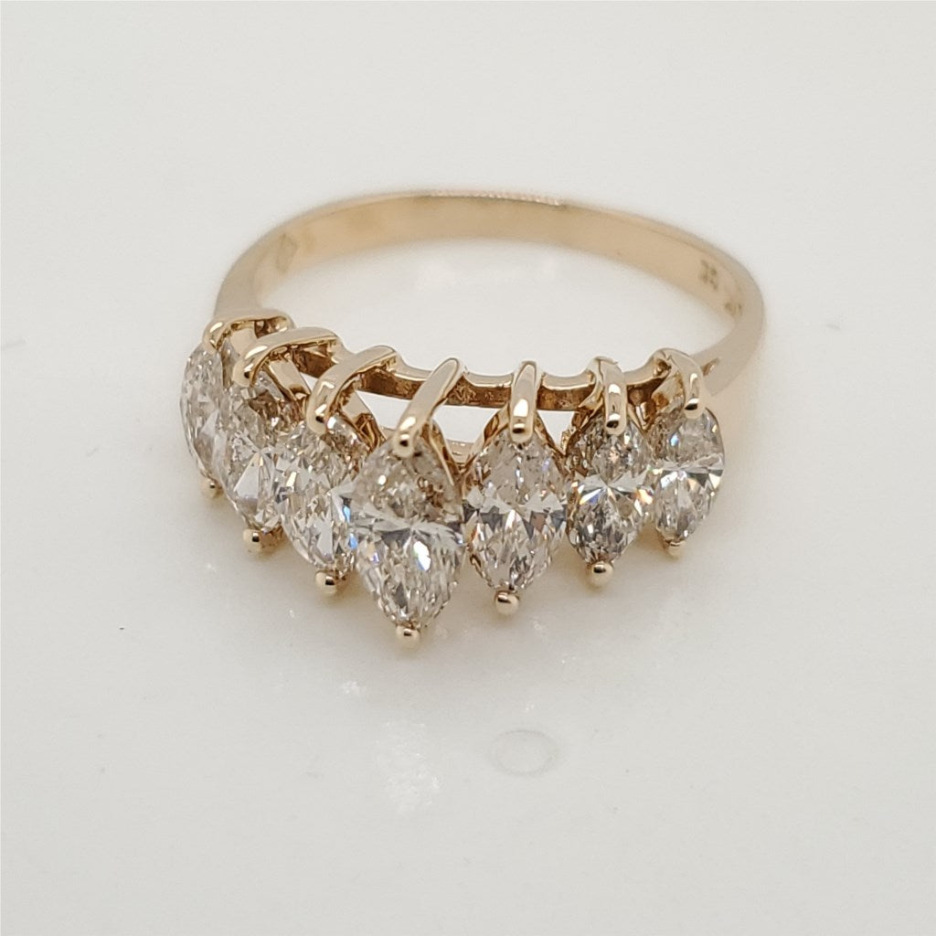 14Kt Gold And Marquise Diamond Wedding Band