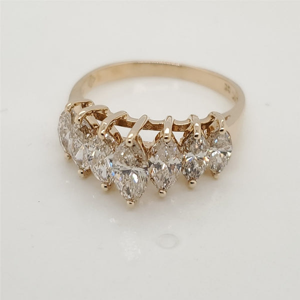14Kt Gold And Marquise Diamond Wedding Band