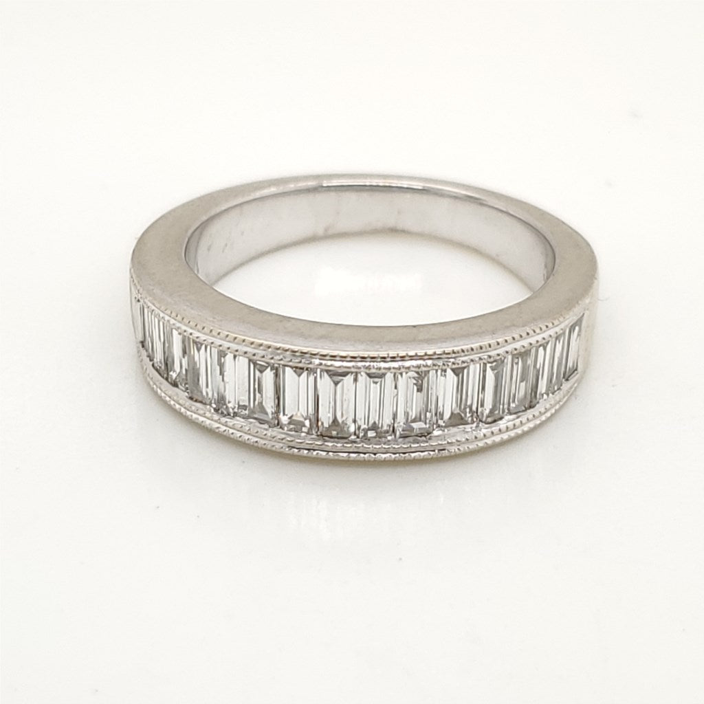 14kt White Gold Baguette Cut Diamond Wedding Band