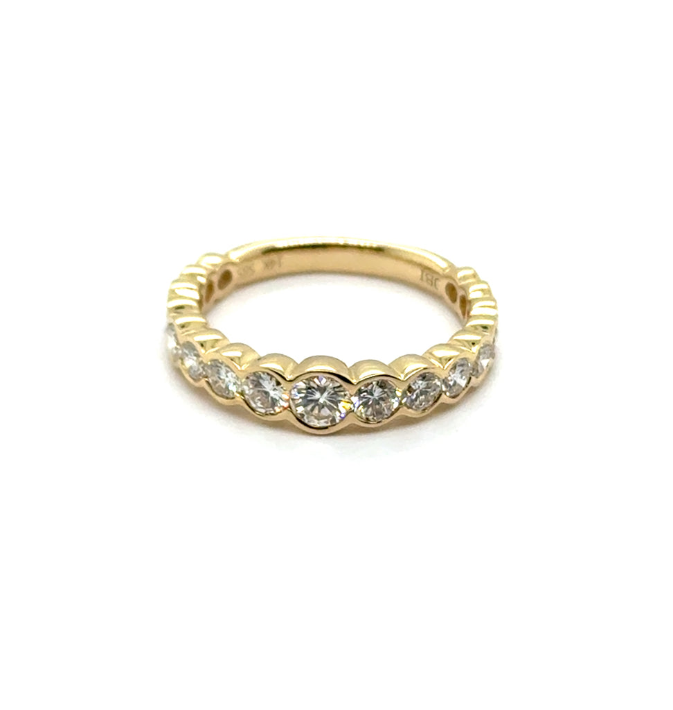 1.22 Ctw14kt Yellow Gold Bezel Set Diamond Stackable Wedding Band