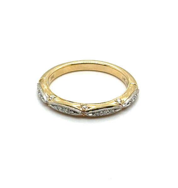 14kt White And Yellow Gold 0.14 Ctw Diamond Stackable Wedding Band