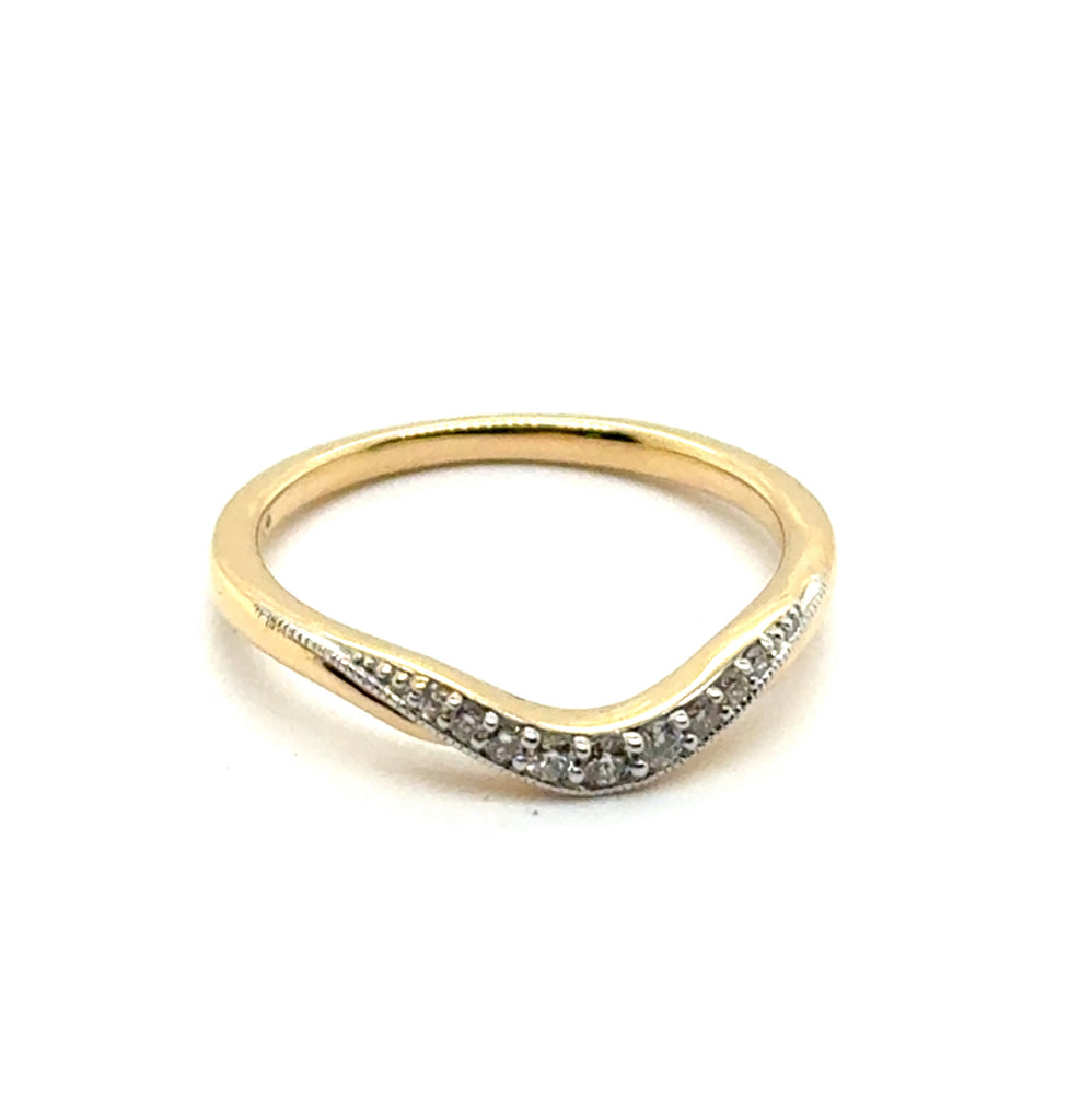 14kt White And Yellow Gold 0.10 Ctw Diamond Curved Stackable Wedding Band