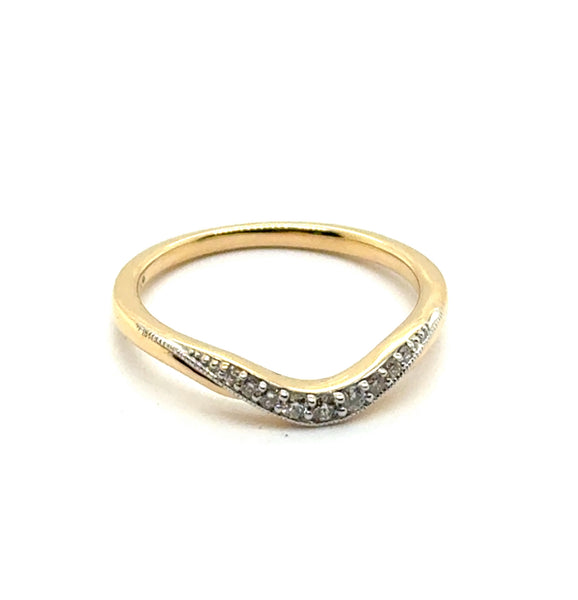 14kt White And Yellow Gold 0.10 Ctw Diamond Curved Stackable Wedding Band